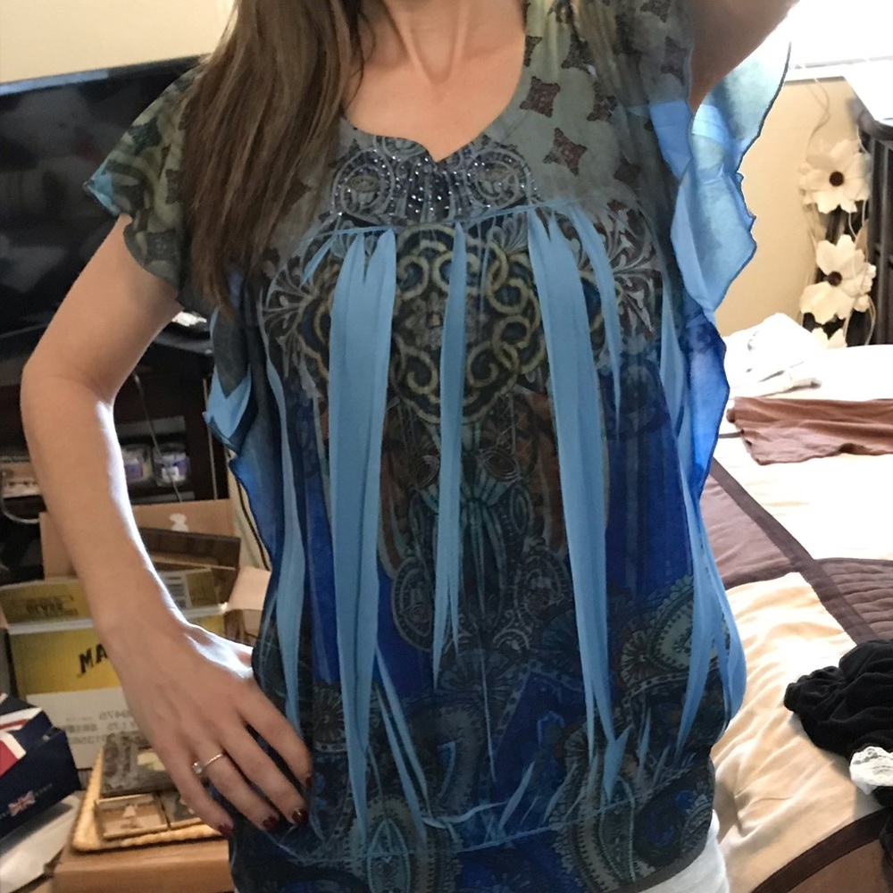 Blue And Green Blouse